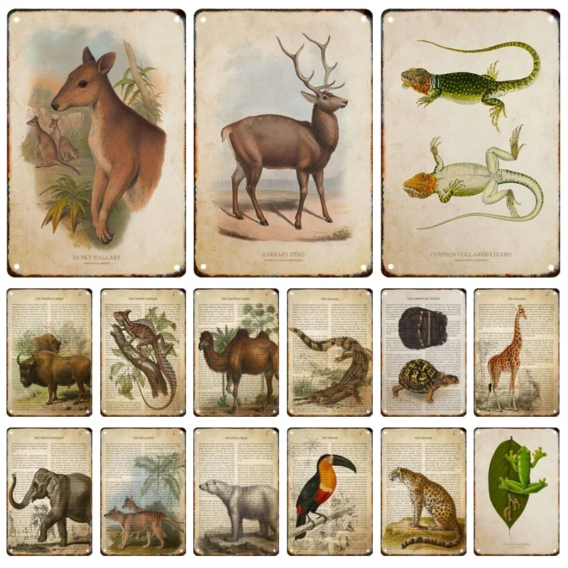 Металлический знак Ретро Дикая природа Белый медведь Кенгуру Деревенские