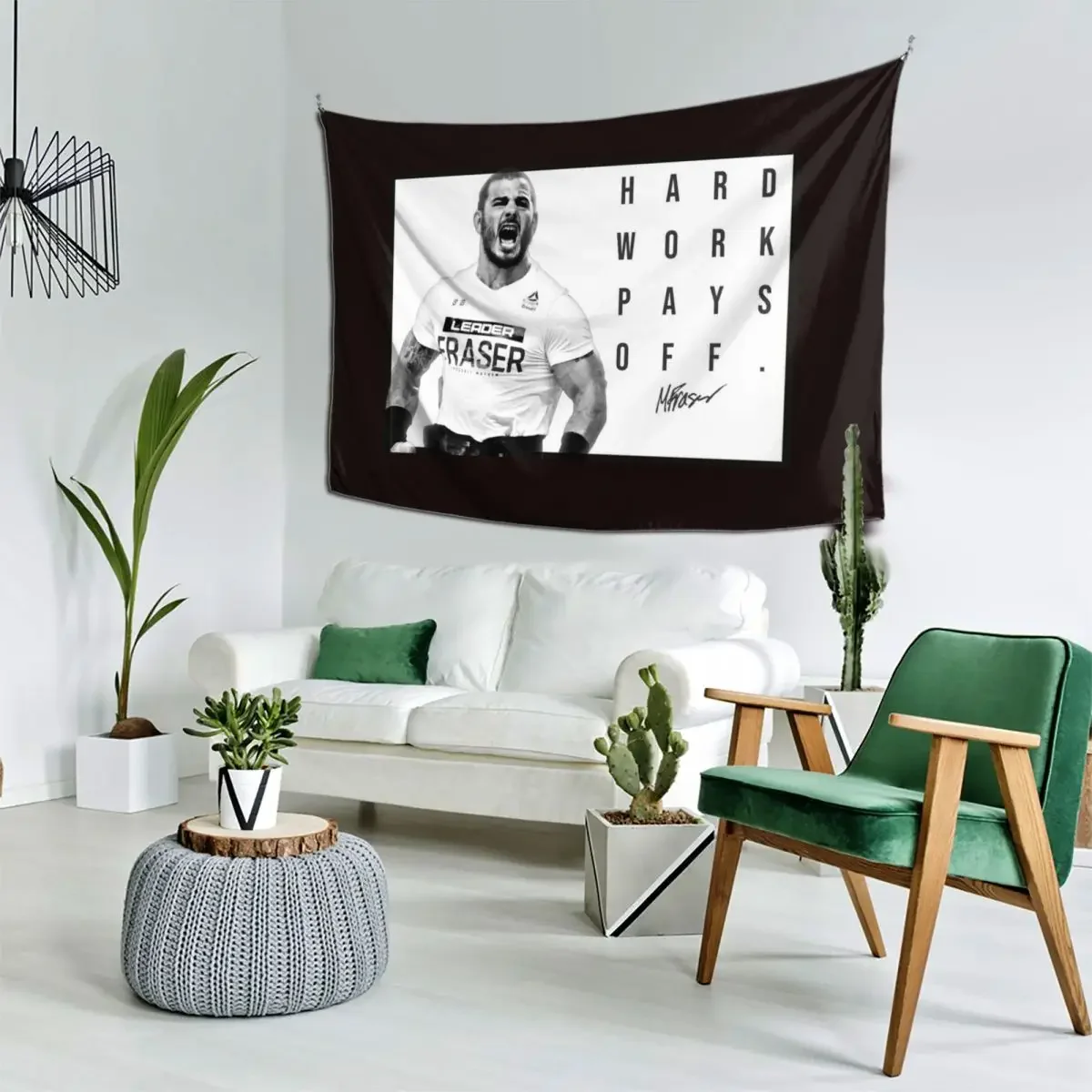 Mat Fraser - CrossFit Games Hard Work Pays Off Новый постер HWPO Черно-белый гобелен Забавный домашний