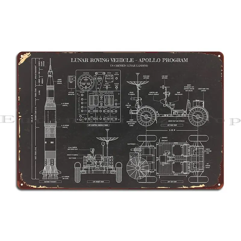 Лунный ровинг автомобиль Apollo программа черная доска металлический знак