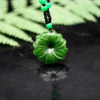 natural green jade sunflower pendant necklace chinese carved fashion charm jewelry accessories amulet gifts for women men