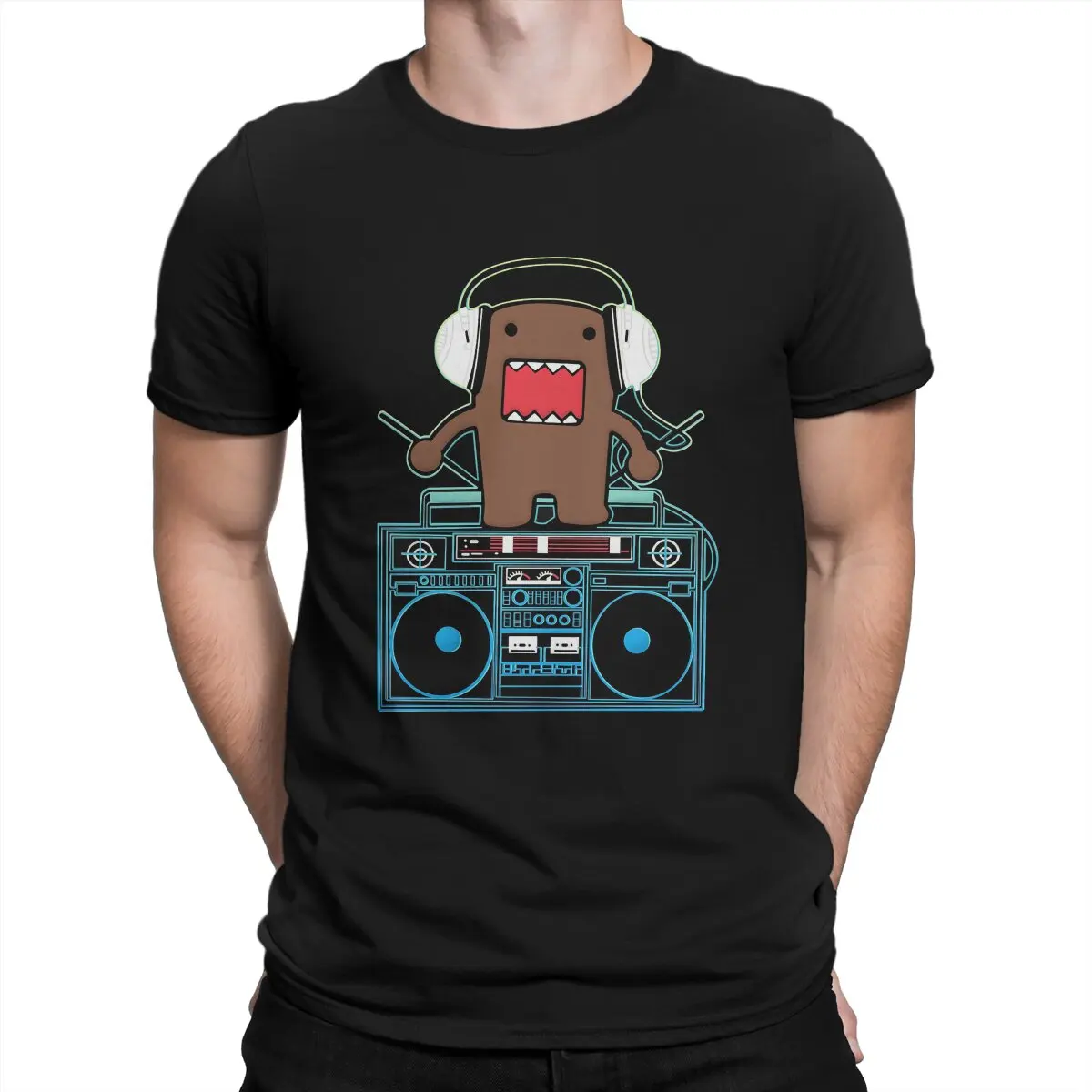 

Domo Kun Doll Creative TShirt for Men DJ Domo Round Collar Basic T Shirt Personalize Gift Clothes OutdoorWear