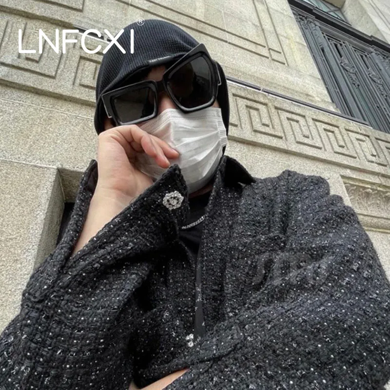 

LNFCXI Men Punk Sunglasses Luxury Brand Designer Steampunk Geometry Sun Glasses Women UV400 Driving Shades Unique Eyewear