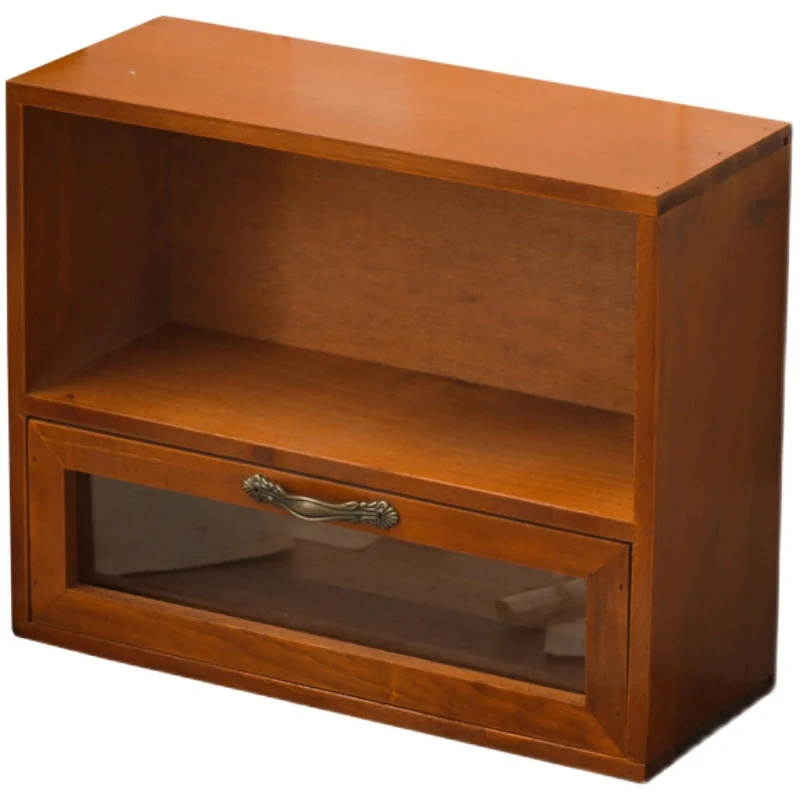 

Домашний Настольный деревянный ящик, шкаф для хранения со стеклянной дверью, бытовой ящик для хранения канцелярских принадлежностей, бочка...