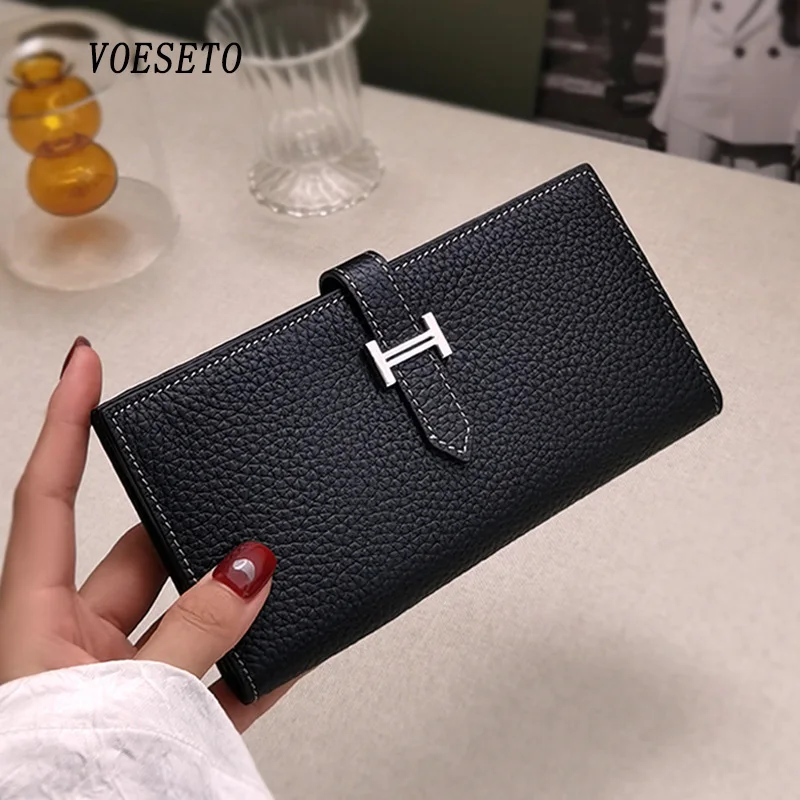 

VOESETO Женский кошелек из натуральной кожи Бизнес кредитный идентификатор роскошный бренд банковский тонкий держатель для карт кошелек для м...