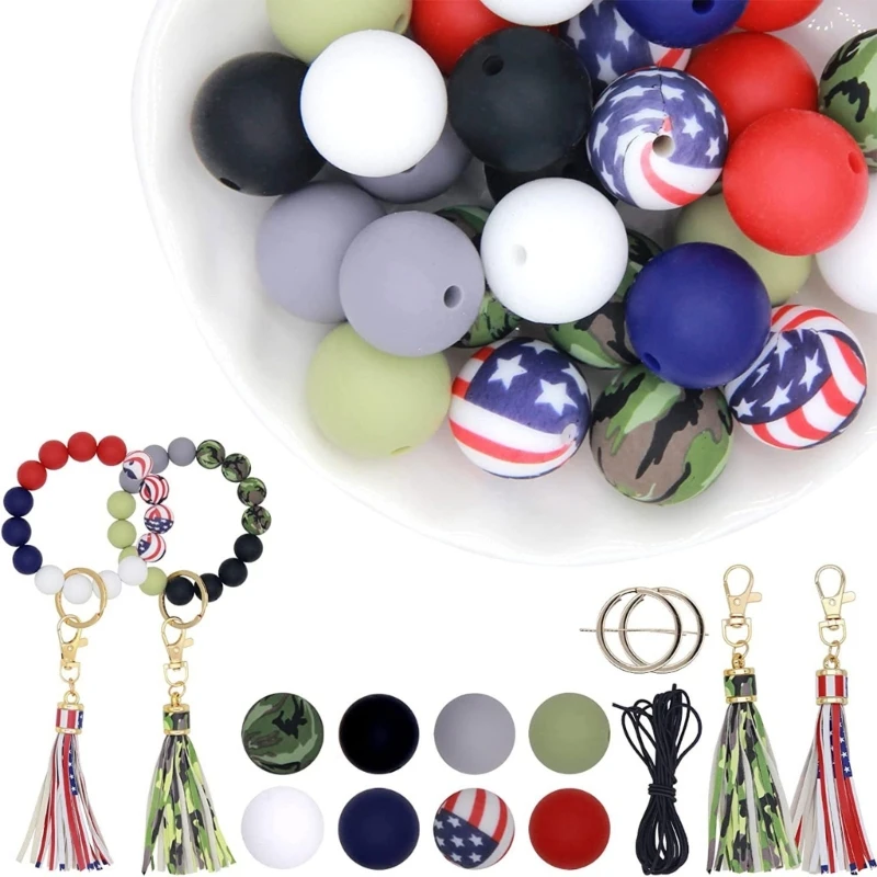 

30pcs Silicone Beads Bulk 15mm Colorful Round Bead for Jewelry Making Large Bead with Accessory for Keychain Makings