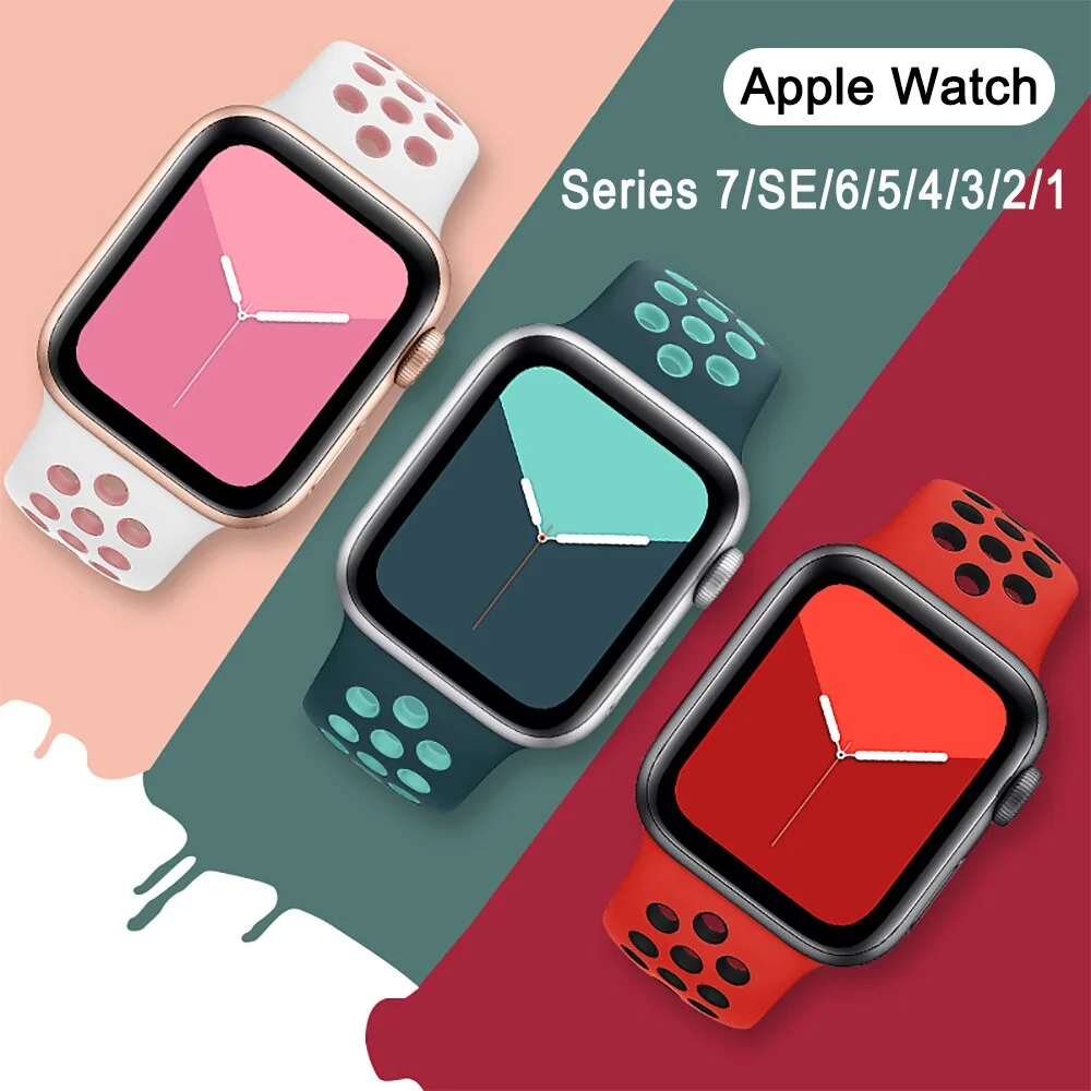 

Strap For Apple Watch Band 44mm 40mm 42mm 38mm 40 44 mm Silicone bracelet correa accessories iWatch serie 7 3 6 5 4 SE 45mm 41mm