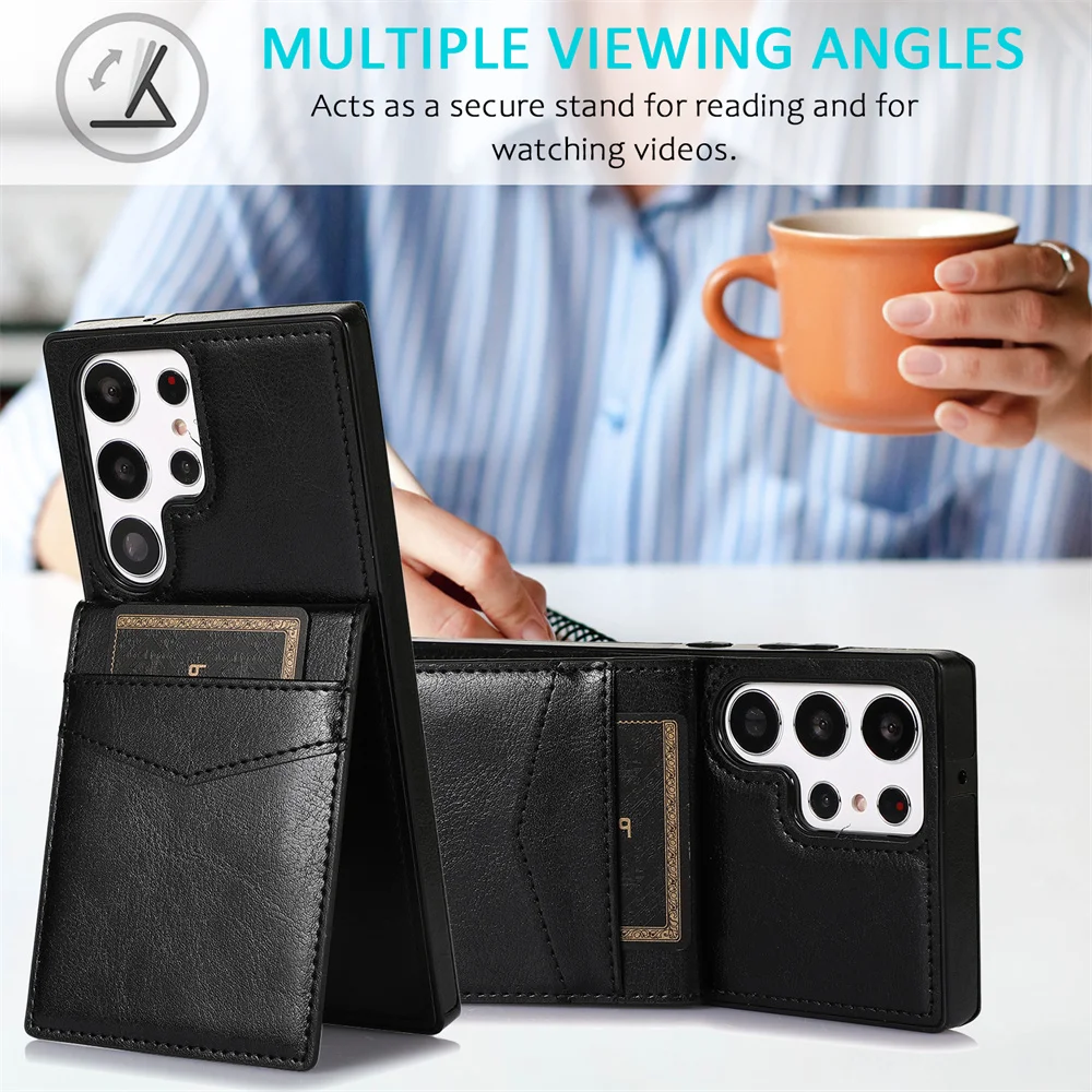 Чехол-книжка с держателем для карт Samsung Galaxy S24 S23 S22 S21 S20 Plus + Note 20 Ultra FE A73 A54 A53 A52S A52 A33