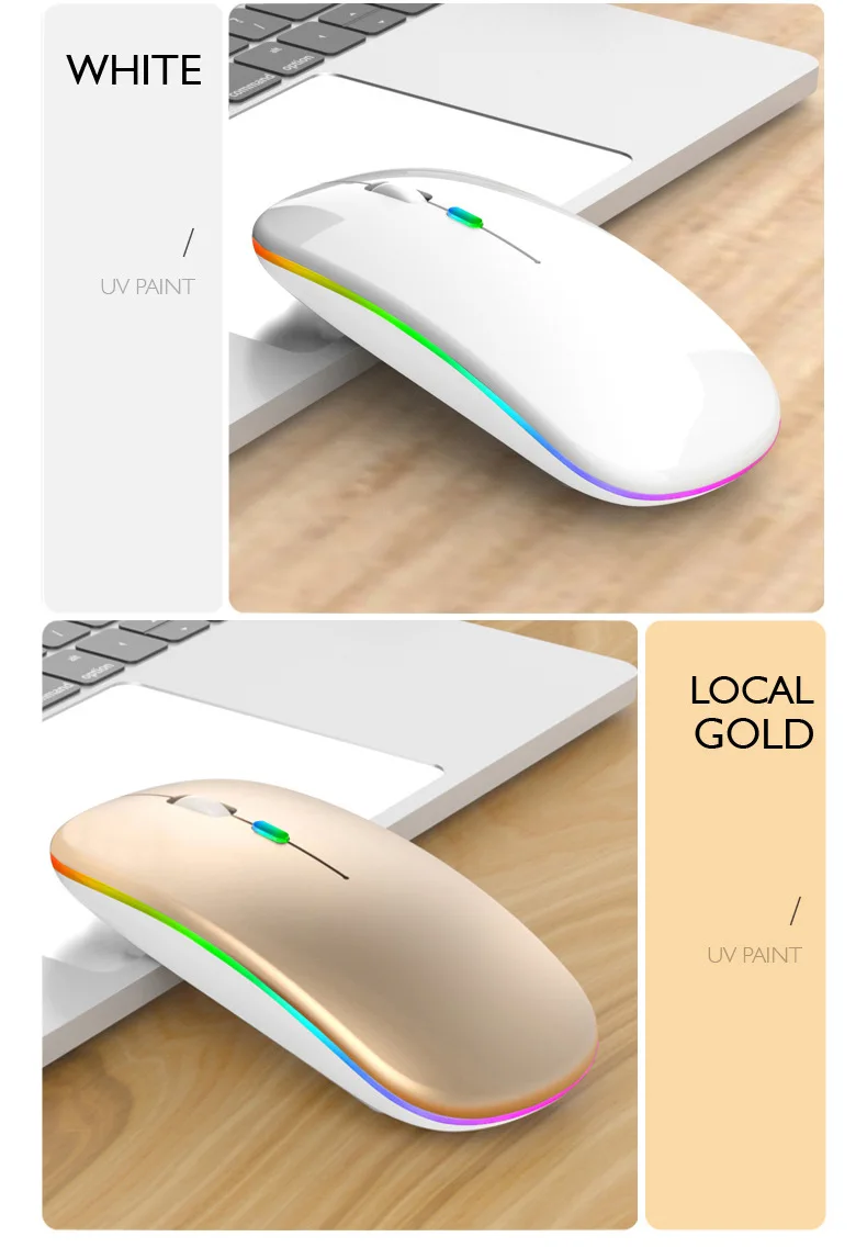 Мышь компьютерная беспроводная Бесшумная аккумуляторная со светодиодный Ной