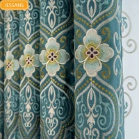 modern minimalist light luxury embroidered curtains for living room bedroom balcony villa high end extravagance dark green