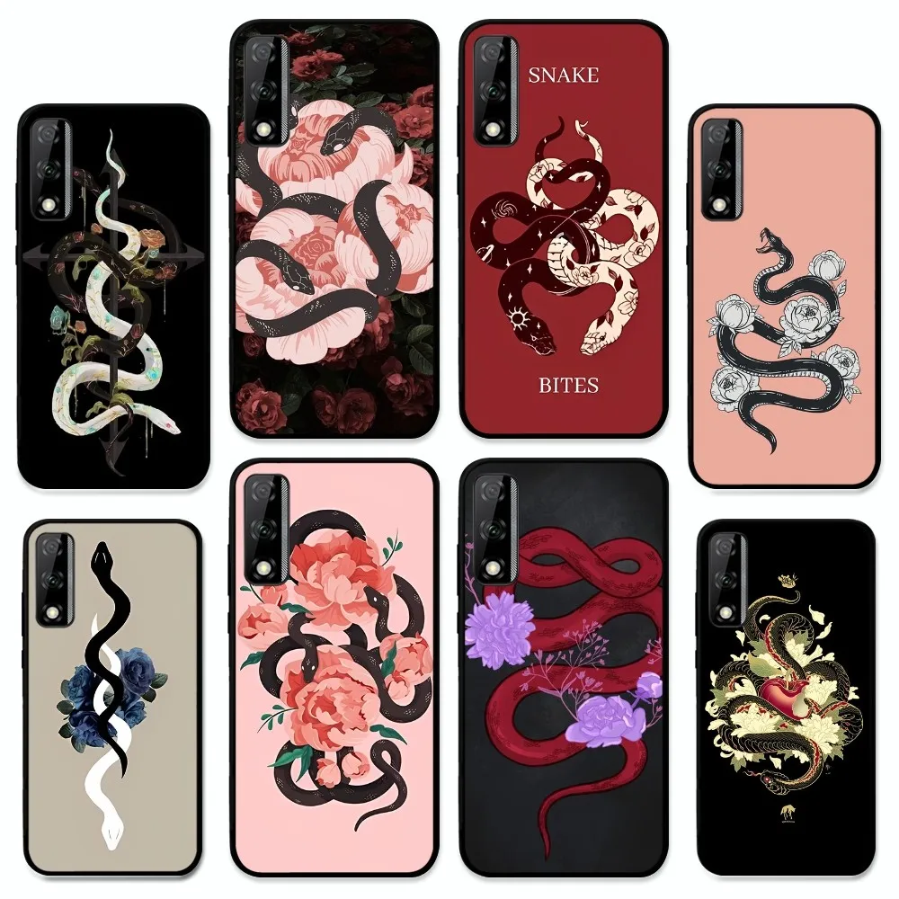 

Beautiful Floral Snake Phone Case For Huawei Y9 6 7 5 Prime Enjoy 7s 7 8 plus 7a 9e 9plus 8E Lite Psmart Shell