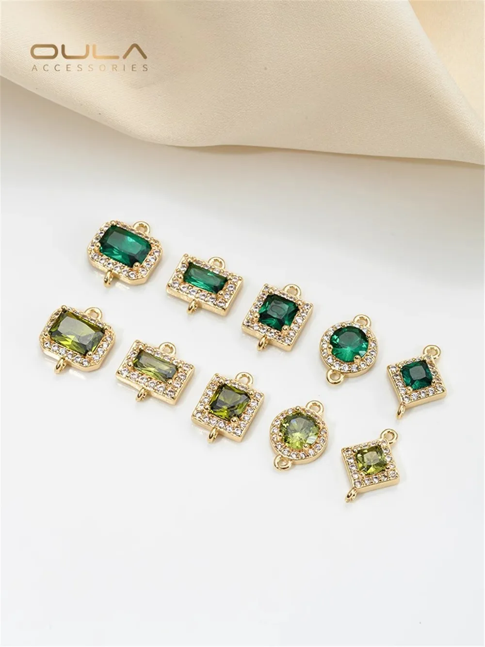 14K сумка золотая инкрустированная фианитами изумрудная оливковая зеленая