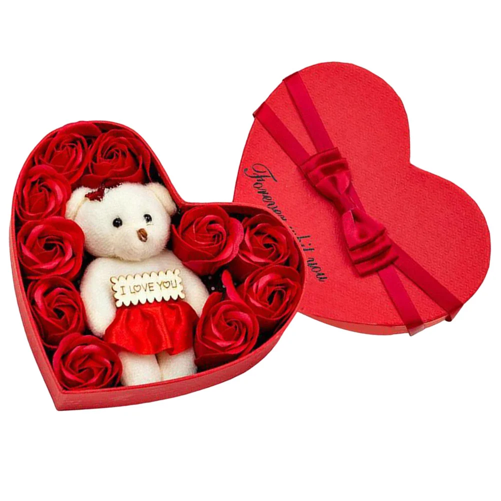 

Soap Rose Flower Gift Box Bathgifts Scented Roses Women Petals Shaped Flowers Heart Artificial Christmas Bears Floralboxedparty