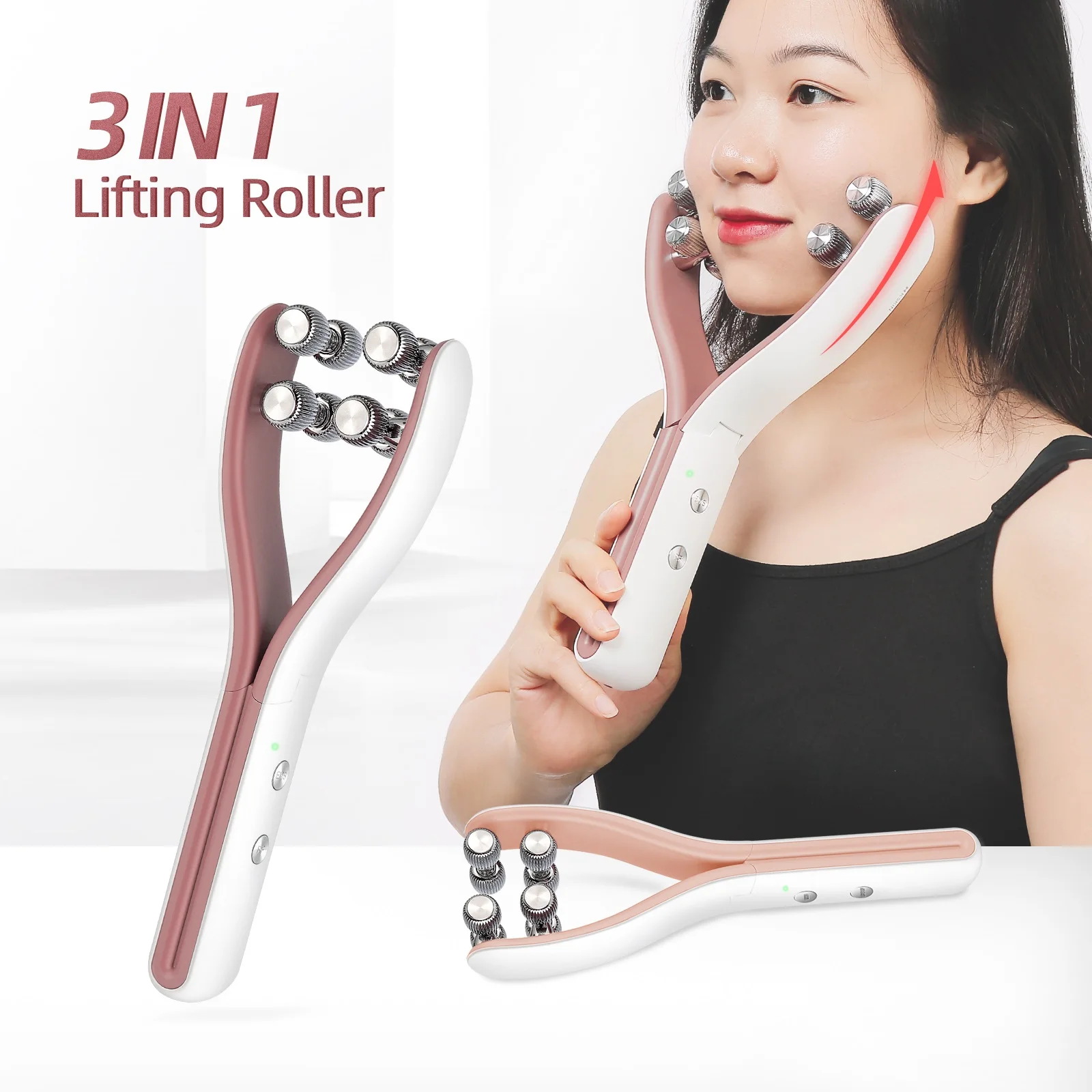 _ Роликовый массажер тонкий ролик для лица рук ног массажный аппарат с двойным