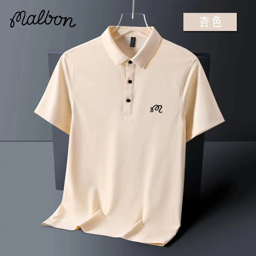 2023 New Summer Embroidered Malbon Golf Polo Shirt Men Hot High Quality Men's Short Sleeve Breathable Quick Drying Top Business