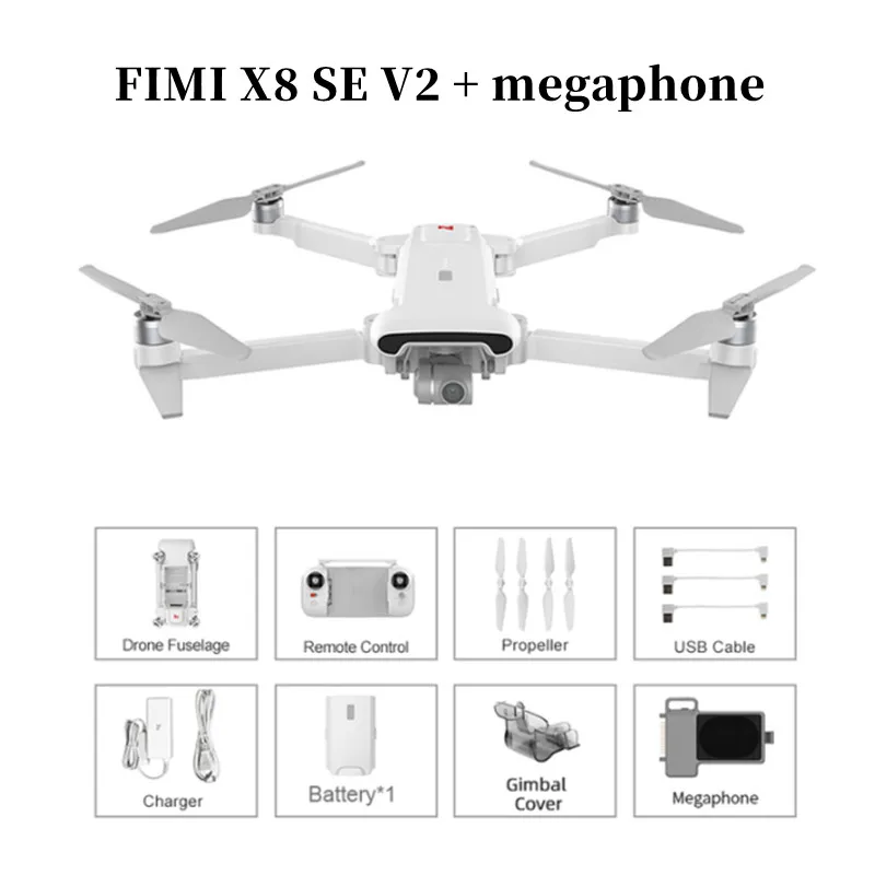 

FIMI X8 SE 2022 V2 Camera Drone FPV 3-axis Gimbal Megaphone GPS RC Helicopter 10KM 4K HD Professional Quadcopter New Version