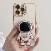 electroplated folding stand case for iphone 11 13 12 pro max mini x xr xs max 7 8 plus se 2022 astronaut holder cases