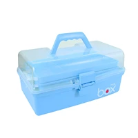 three tier medicine box for first aid kit plastic folding chest organizer for makeup stationery storage boxes blue big