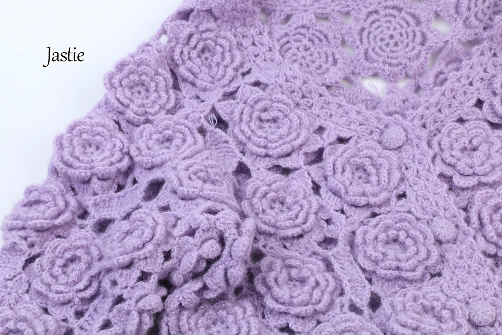 Женский мохеровый свитер Jastie фиолетовый с длинными рукавами и трехмерным