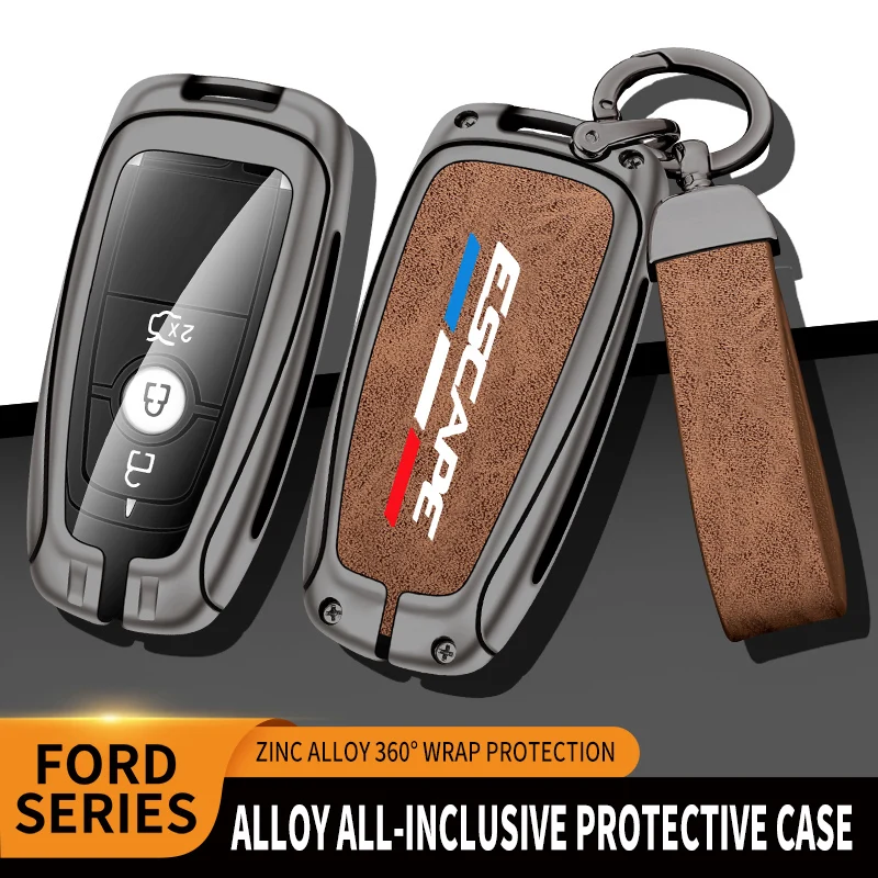 

New Auto TPU Zinc Alloy Key Case Bag For Ford ESCAPE Logo Car Key Chain Car Metal Key Shell Car Interior Decoration Accessories