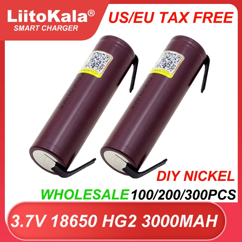 

Liitokala New Original HG2 18650 3000mAh Batteries 3.6V Discharge 3.7V Power Rechargeable Battery DIY Nickel US/EU TAX FREE