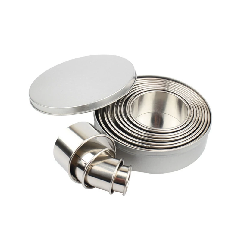 

Cookie Biscuit Cutter Set, Round Stainless Steel Pastry Rings 12 Pieces with Round Box for Donut Pastries Fondant Cake