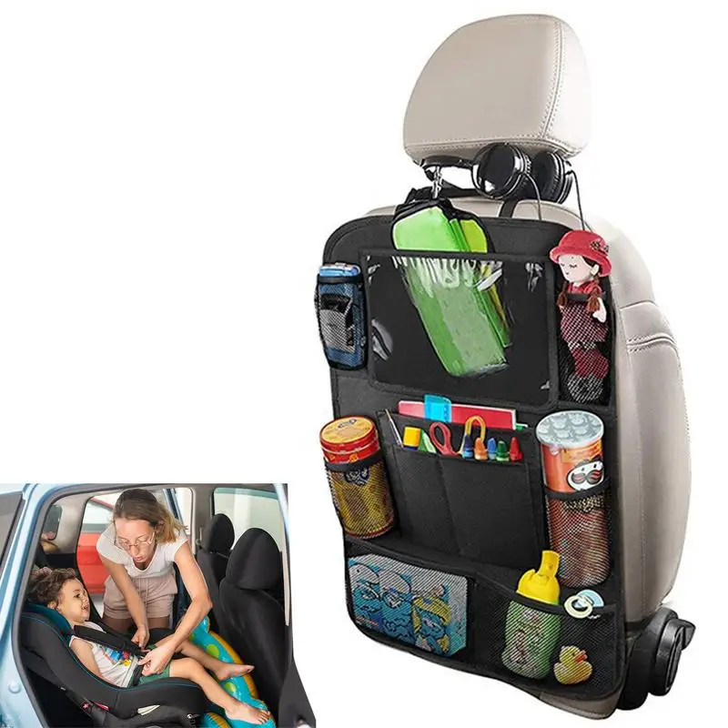 

Seat Back Protector For Car Auto Seat Back Protector With Table Case Oxford Fabric Waterproof With 10 Inch Tablet Bag Kick Mat