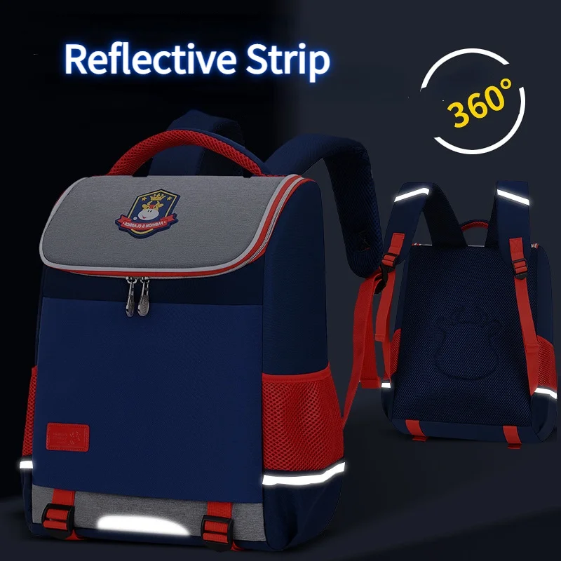 Grades 1-6 Primary School Students British Style Large Capacity Bags for Girls Boys New Children Reflective Simple Backpacks Hot