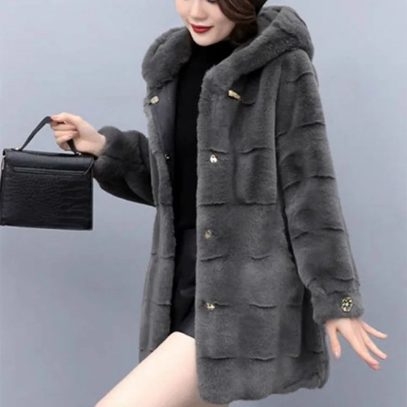 Women real mink coats female mink fur coat genuine long fur coat ladies winter clothes oversize 6xl 5xl 7xl Imitation fur coats