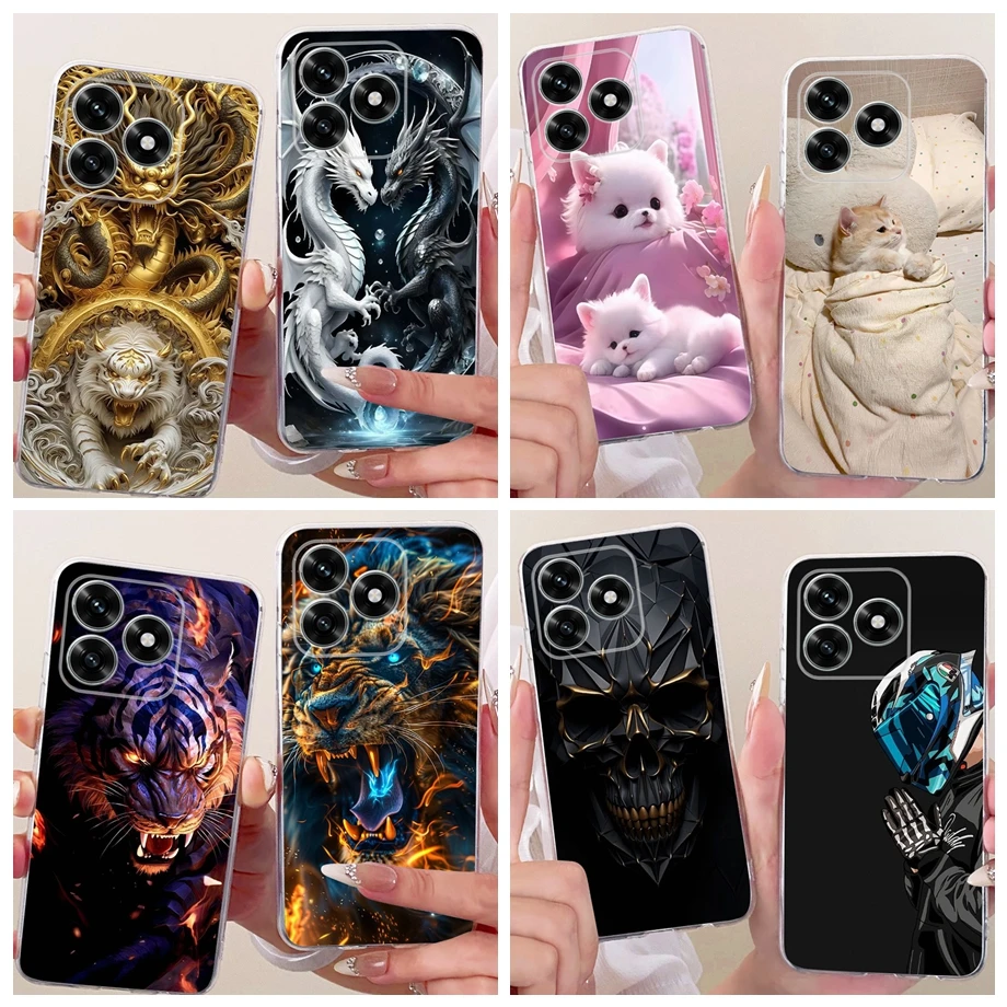 Фото Чехол Phoen с милым мультяшным китайским драконом для Honor X5C Plus 4G Funda, мягкий силиконовый прозрачный бампер на HonorX5C X 5C X5C+ №1