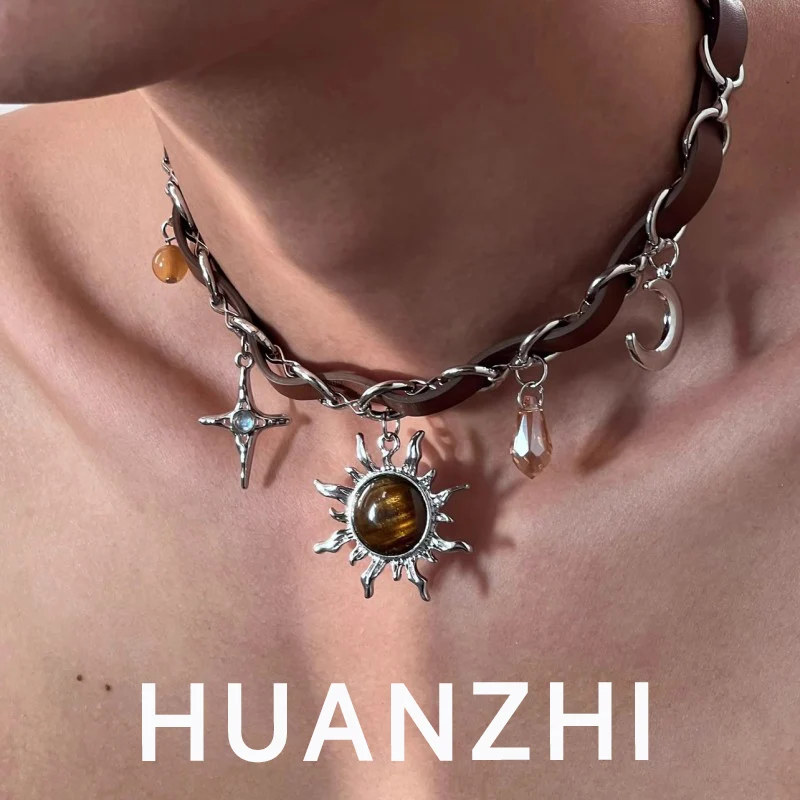 Кожаное ожерелье HuanZhi с подвеской в стиле меридиана