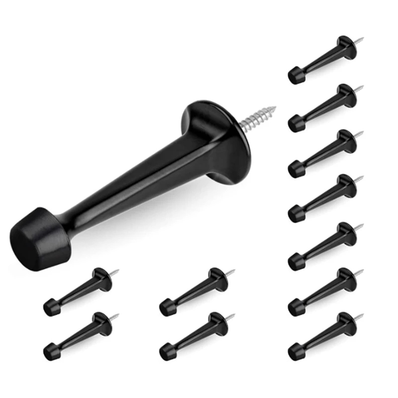 

12Pcs Heavy Duty Solid Rigid Door Stops Zinc Alloy Door Stops For Walls And Doors Black
