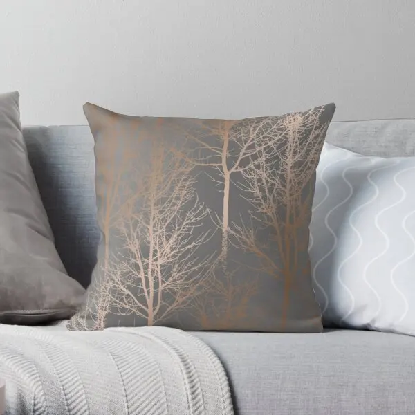

Pink Bronze Trees On Grey Printing Throw Pillow Cover Waist Fashion Car Soft Square Decorative Sofa Decor Pillows not include