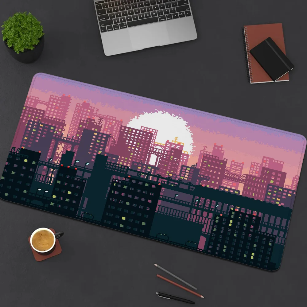Неоновый пиксельный игровой коврик для мыши Kawaii офисные аксессуары ПК кабинета