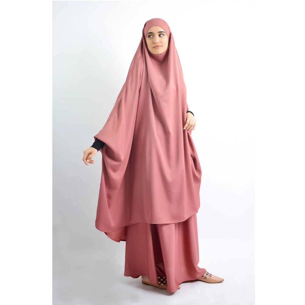 

Ramadan Eid Khimar Overhead Hijab Jilbab Abaya Muslim Women Prayer Garment Maxi Dress 2 Piece Set Burqa Islamic Arab Kaftan Robe