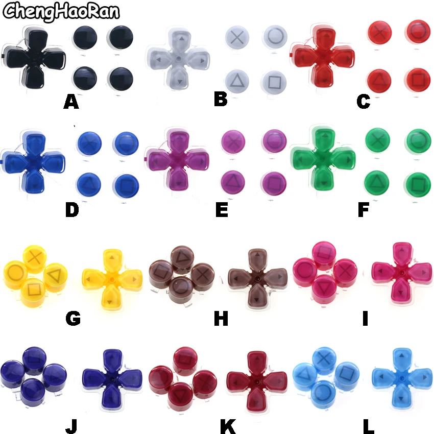 

ChengHaoRan 12 Colors Replacement Plastic Crystal Buttons ABXY D Pad Driection Key Kit For PS5 Controller Repair Parts