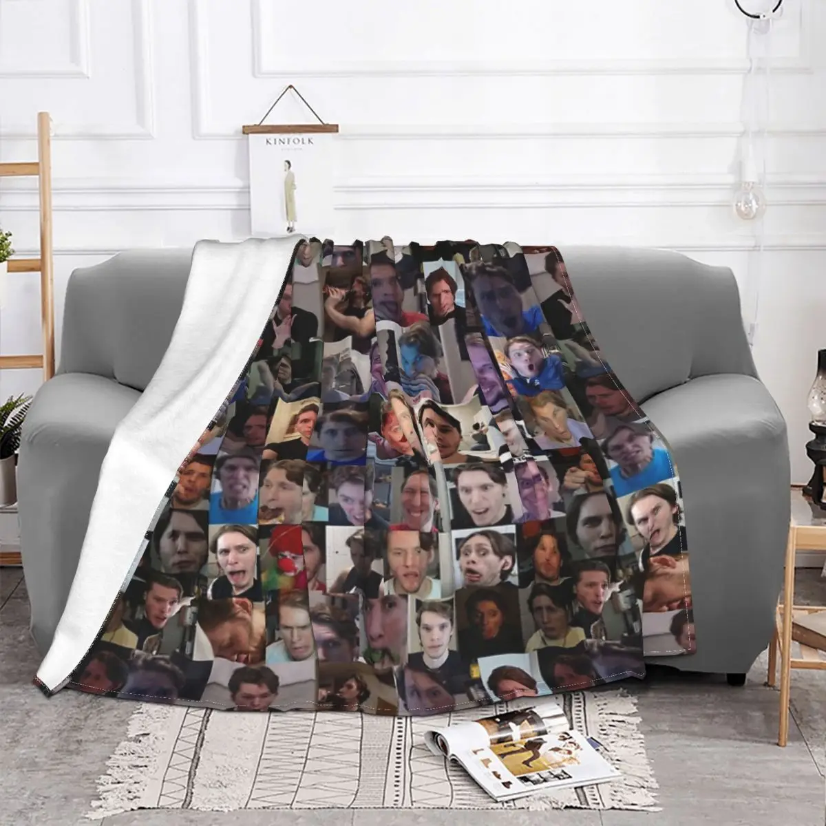 Аниме коленное одеяло Jerma с коллажем для кровати одеяла и пледы