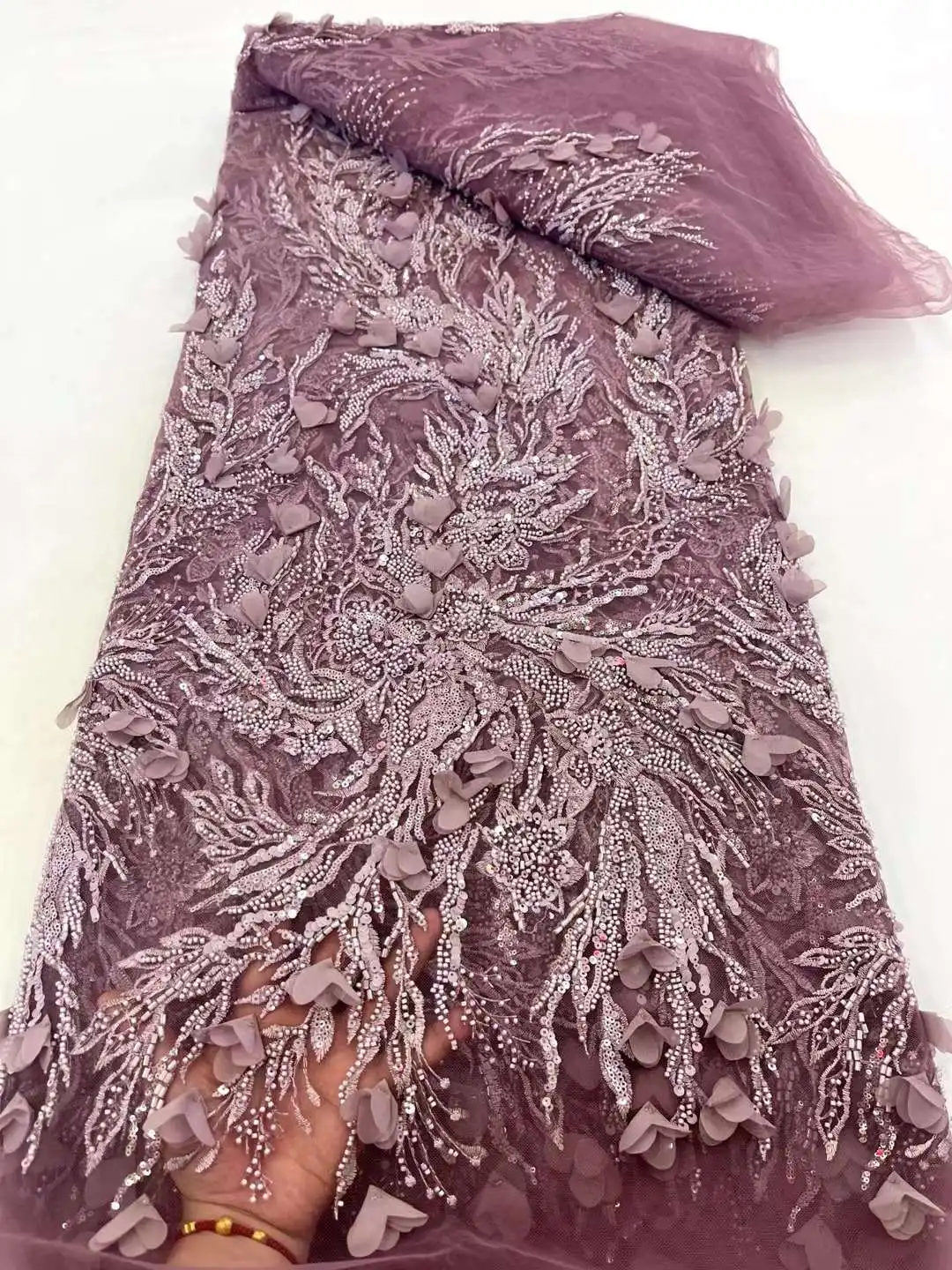 Новейшее популярное Африканское Тюлевое Сетчатое кружево с бусинами