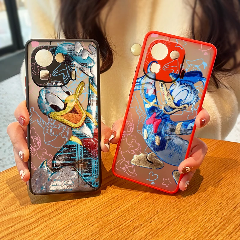 

Disney Cartoon donald duck Frosted Translucent Case For Xiaomi 12 T 11 POCO F3 X3 X4 F4 M3 M4 NFC Pro GT Matte Cover