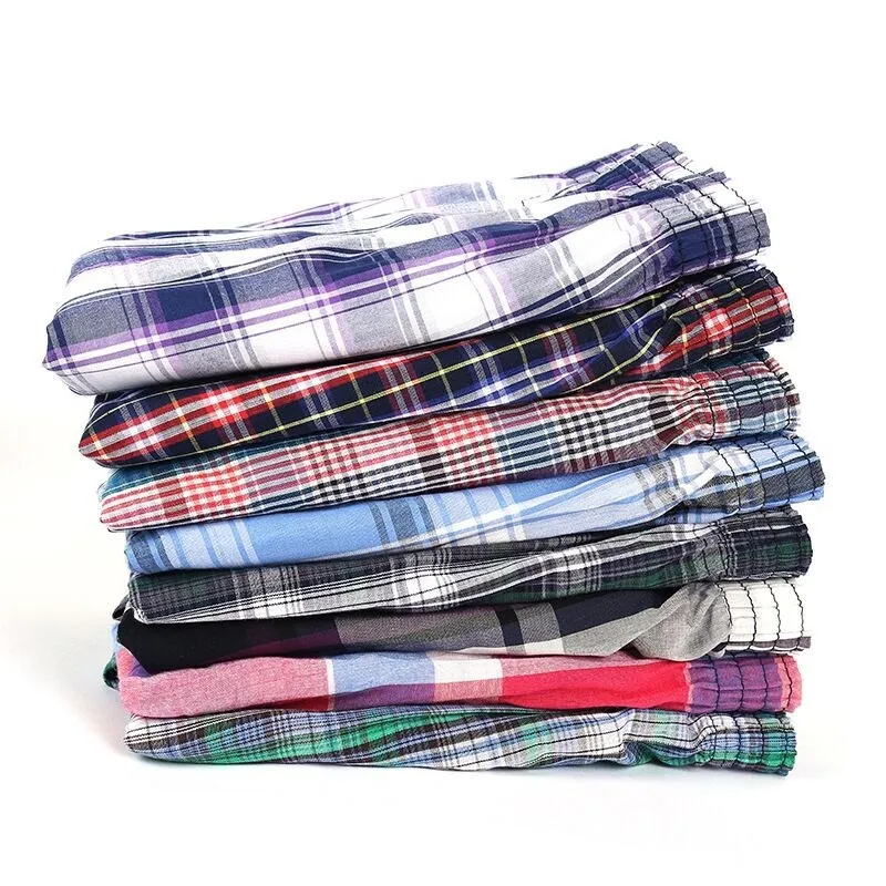 5Pcs/lot Boxer Men Underwear Cotton Large Size Men's Panties Short Loose Breathable Classic Plaid Male Underpants Arrow Panties