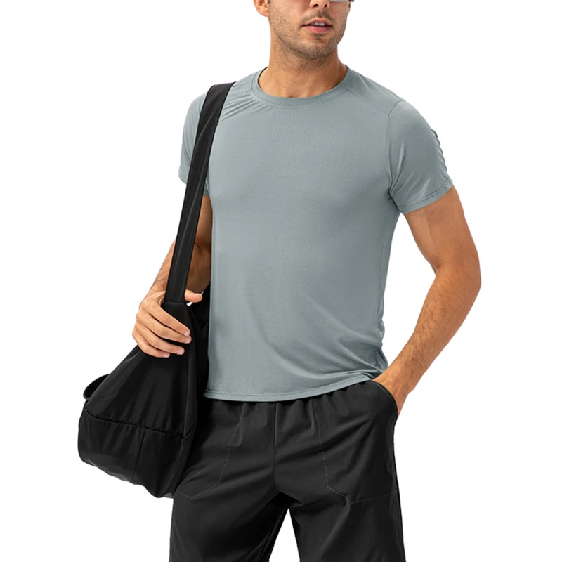 

Футболка мужская быстросохнущая, свободная дышащая Спортивная, с коротким рукавом, с круглым вырезом, поглощение пота, для бега, фитнеса, на ...