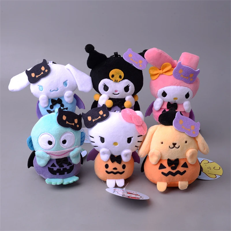 

Хэллоуин Sanrio плюшевая кукла для ключей мультфильм кавайная серия Hello Kittys Kuromi My Melody Cinnamoroll милый кулон в упаковке