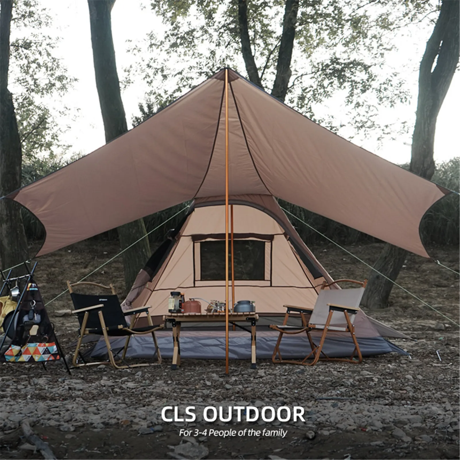 

Outdoor Camping Tent Portable Waterproof Anti-UV Tent Large Family Tent 4-5 Person Backpacking Tent For Camping Fishing Hiking