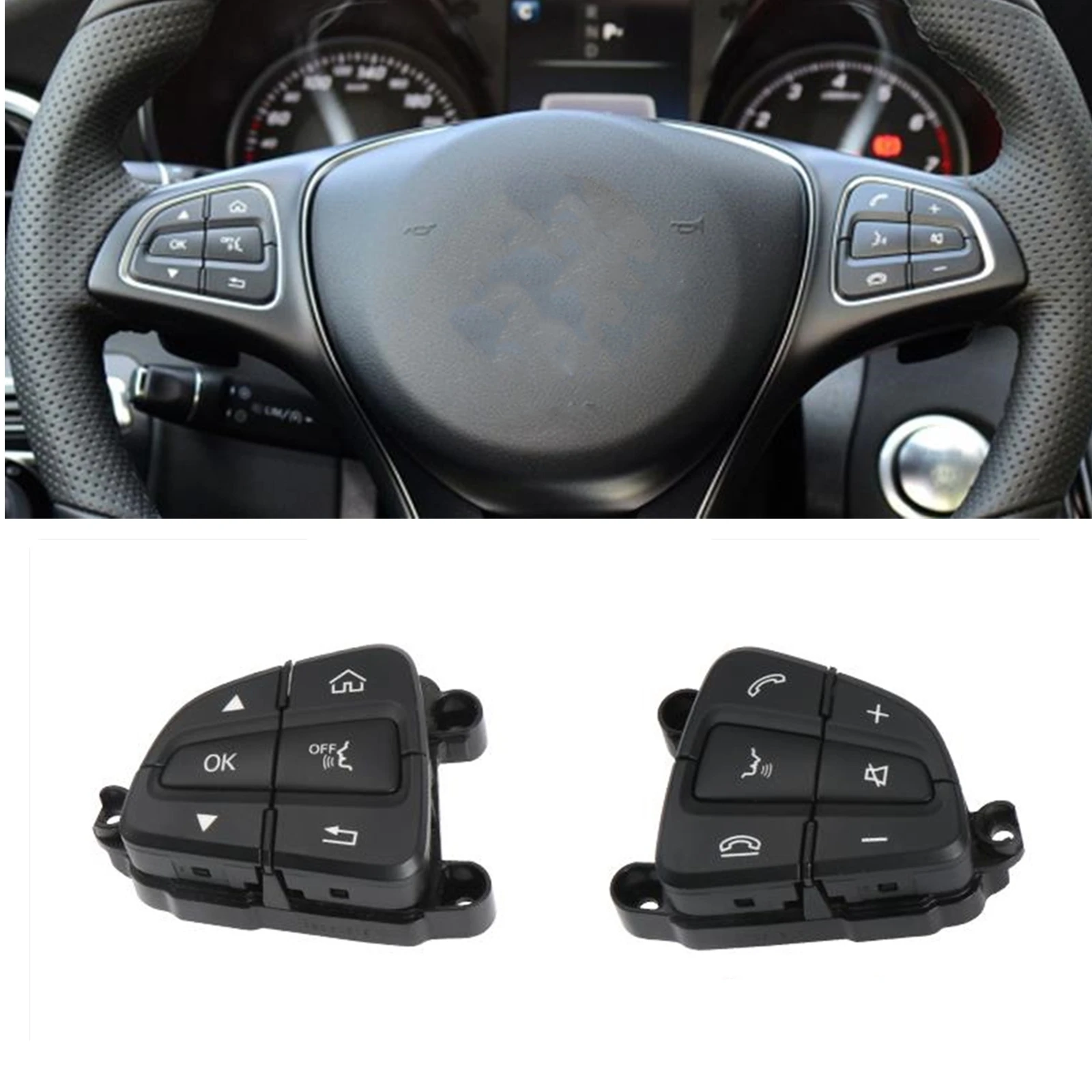 

Left Right Car Steering Wheel Control Switch Button Replacement ABS Plastic For Benz W205 C253 2015-2018