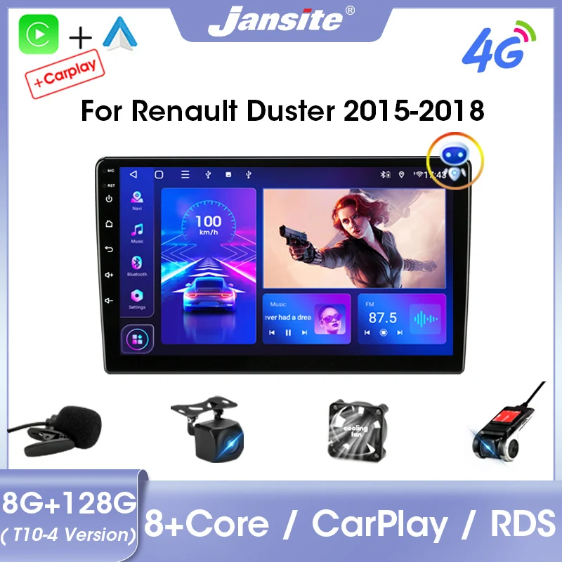 Автомагнитола Jansite 2 Din Android 11 мультимедийный видеоплеер для Renault Duster 2015-2018 GPS Carplay