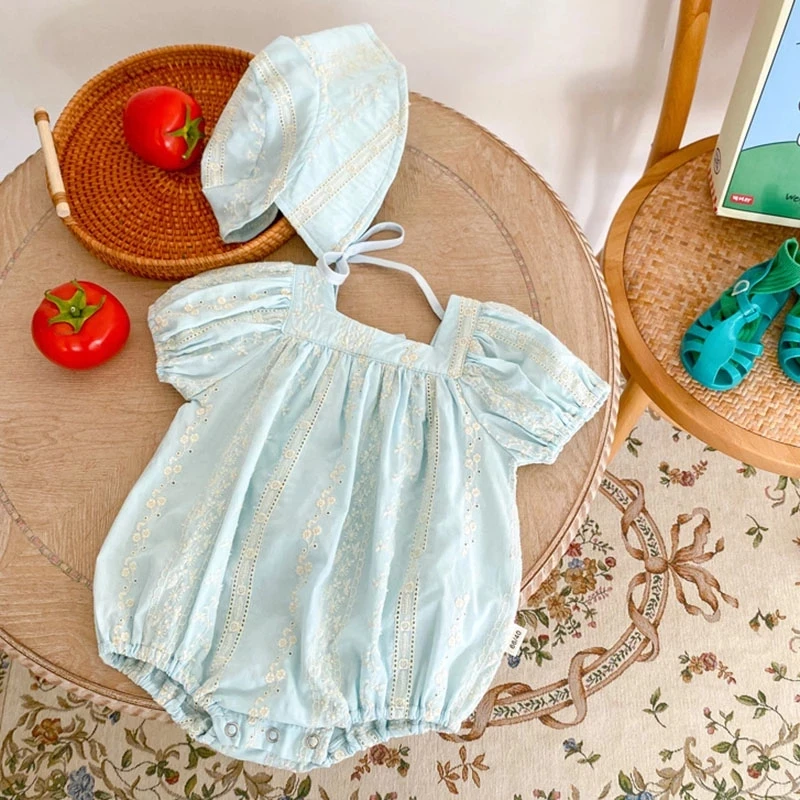 

Summer Newborn Kids Baby Girls Romper Infant Kids Baby Girls Sweet Hollow Out Children Romper Short Sleeve Pure Color Jumpsuits