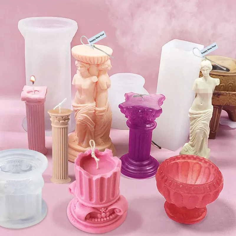 

Roman Column Silicone Candle Moulds 3D Mold Male Female Design Art Fragrance Candle Making Soap Chocolate Cake Decor