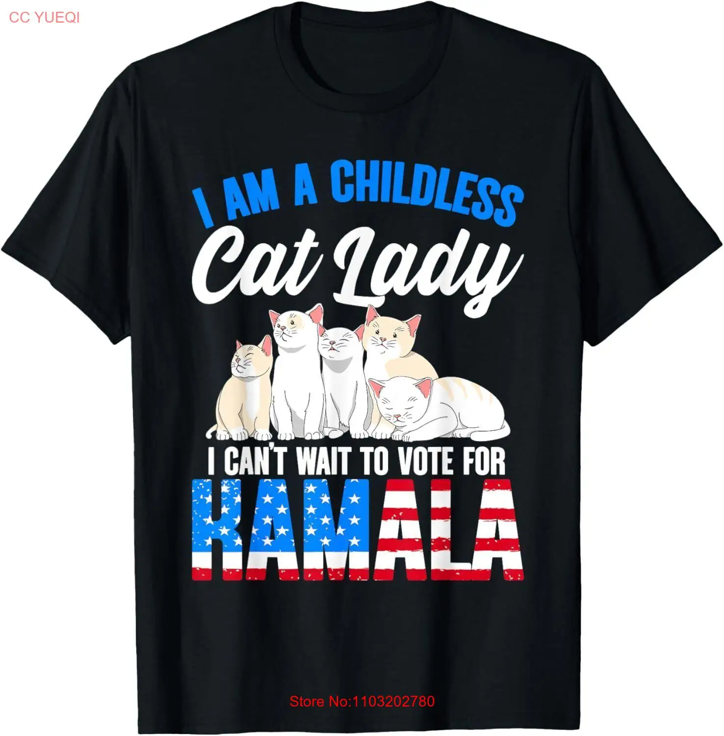 Футболка без детей с изображением кошки девушки камалы Харриса президента
