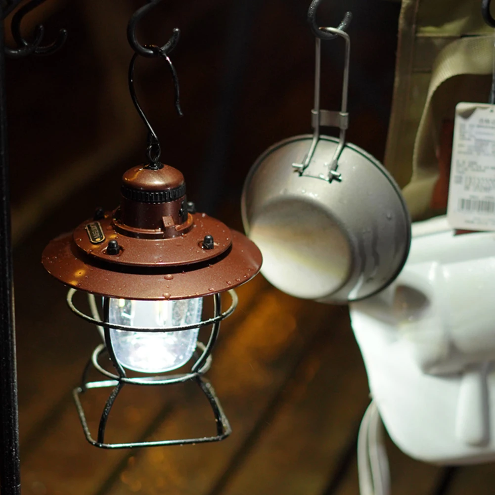 

Retro Portable LED Lanterns Lamp Type-C USB Rechargeable Hanging Emergency Camping Night Lights for Outdoor Tent Fishing Hiking