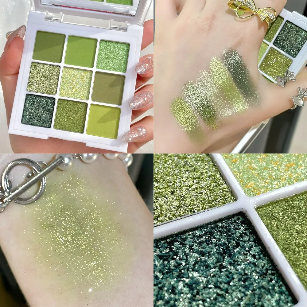 

9 Color Matte Eyeshadow Palette Green Eyeshadow Primer Waterproof Glitter Nude Eye Pigment Matte Shimmer Shine Eye Shadow Powder