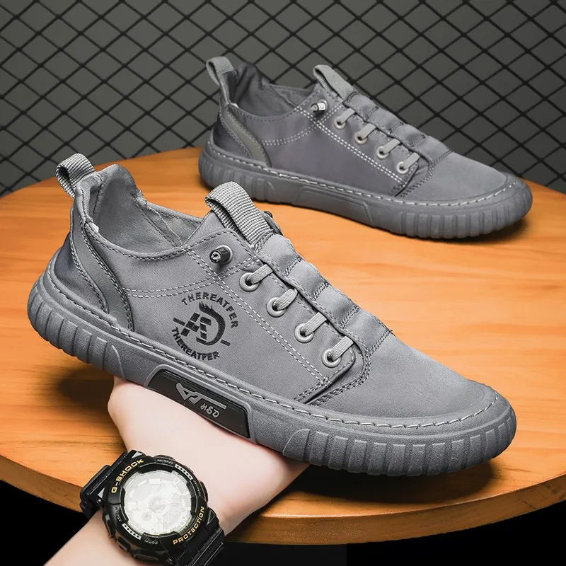 

Men's Vulcanized Shoes For Men Summer Breathable Loafers Ice Silk Casual Shoes Flats Shoes Korean Plate Shoes 2022 Walking Shoes